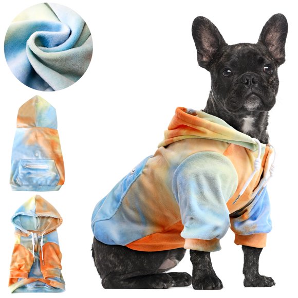 AUTOWT Chandail à Capuchon pour Chien, Manteau d'Hiver en Flanelle Teinture sur Nœuds Vêtements Doux pour Petits Moyens Grands Chiens, Chandail Confortable Chiens Chaud Chandail en Molleton pour Hiver Automne Printemps Temps Froid Extérieur, Teinture sur Nœuds Gris, P