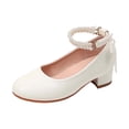 thumbnail image 2 of Dpytoraw Girls Pearl Ankle Strap Low Heel Shoes, Little/Big Kids Flower Girl Wedding Dress Shoes Sizes 12, 2 of 5