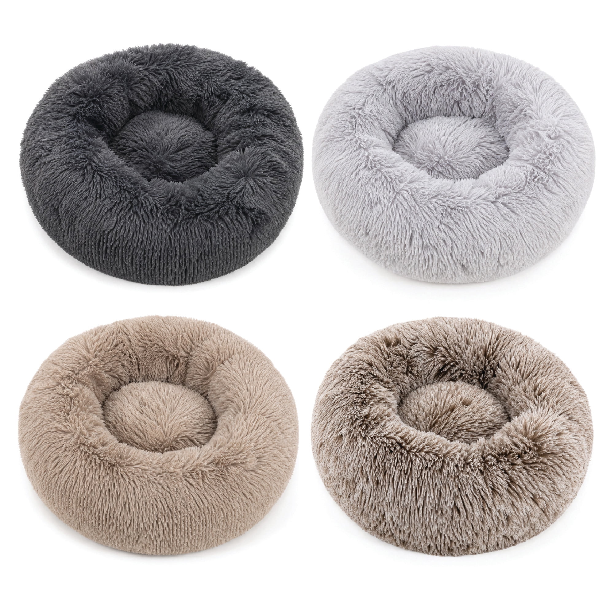 FurHavne Large Calming Cuddler Long Fur Donut Bed, 1 Count
