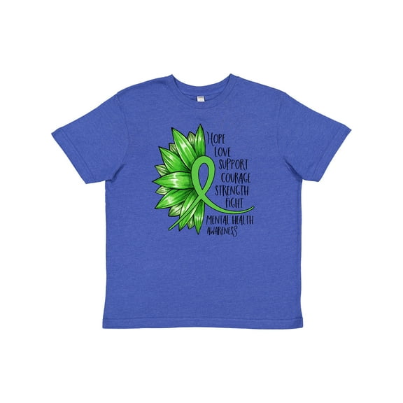 Inktastic Mental Health Awareness Green Sunflower Ribbon Youth T-Shirt