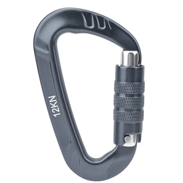 Mosquetón con hebilla en forma de D de aluminio aeroespacial 7075 de 12 kN, accesorio de seguridad para exteriores, color gris