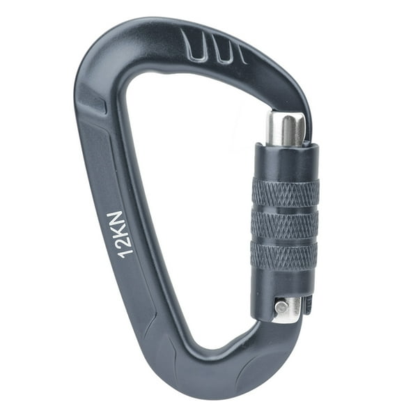 Mosquetón con hebilla en forma de D de aluminio aeroespacial 7075 de 12 kN, accesorio de seguridad para exteriores, color gris