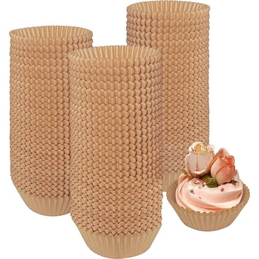 600 Pcs Jumbo Cupcake Liners Baking Cups Brown Odorless Muffin Liners for Baking(Large Size)