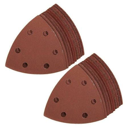 

20X Nylon Sand Paper Pads - 90mm Triangles - 40 60 80 100 & 120 Grit Sanding Sheets