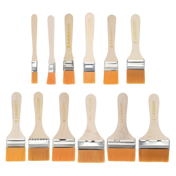 Juego de brochas de pintura Uxcell de 6 sets y 72 piezas de diferentes tamaños, cerdas de nylon suave con mango de madera para paredes, gabinetes, cercas
