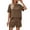 Coffee, variant on Summer Fsshion Two Piece of Outfits for Womens Plus Size Casual Round Neck Solid Color Short Sleeved Shorts Set Short Sleeved Round Neck Top/shirt Set