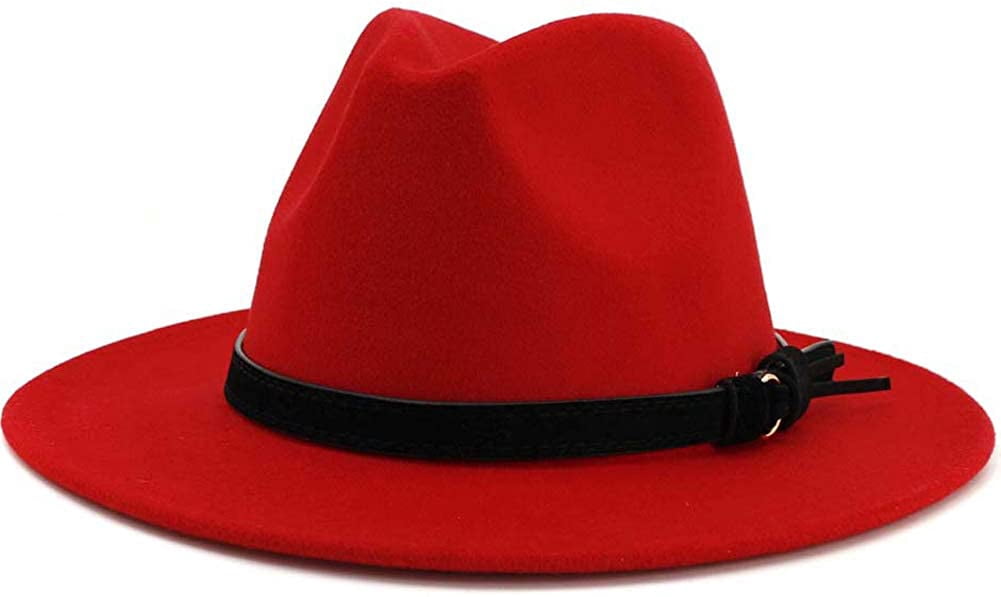 Women Vintage Wide Brim Fedora Hat 