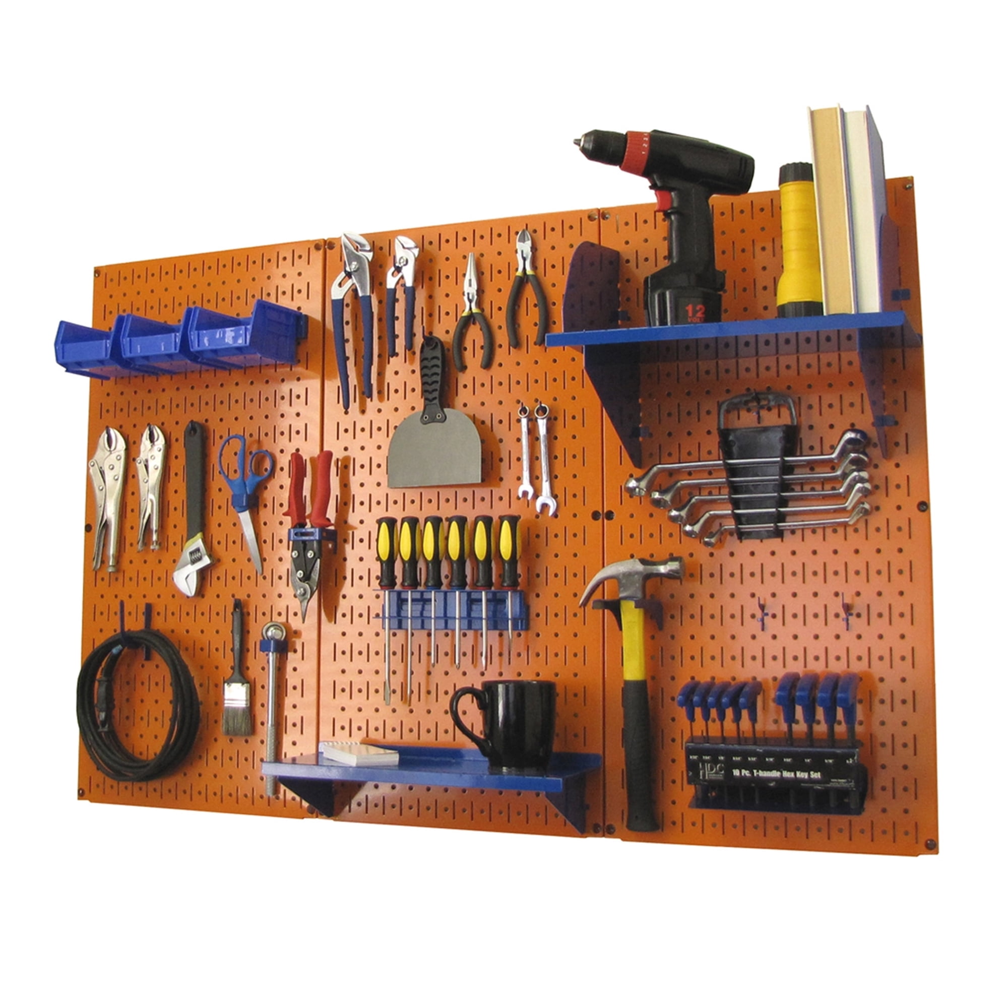 Wall Control 4 Ft Metal Pegboard Standard Tool Organizer for Garage, Orange