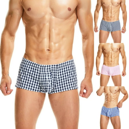 

AXXD Mens Thong Underwear Christmas High-waisted Casual Softty Plaid Mesh Body Sculpting Short Leg Trunks Underwear For Men s Big and Tall Clearence 3-Pack