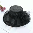thumbnail image 4 of Yigetop Derby Hats for Women 2025 Womens Summer Dress Hat Wide Leaf Flower Bridal Shower Hat Sun Hats Beach Hat Tea Party Hats for Women Black One Size, 4 of 5