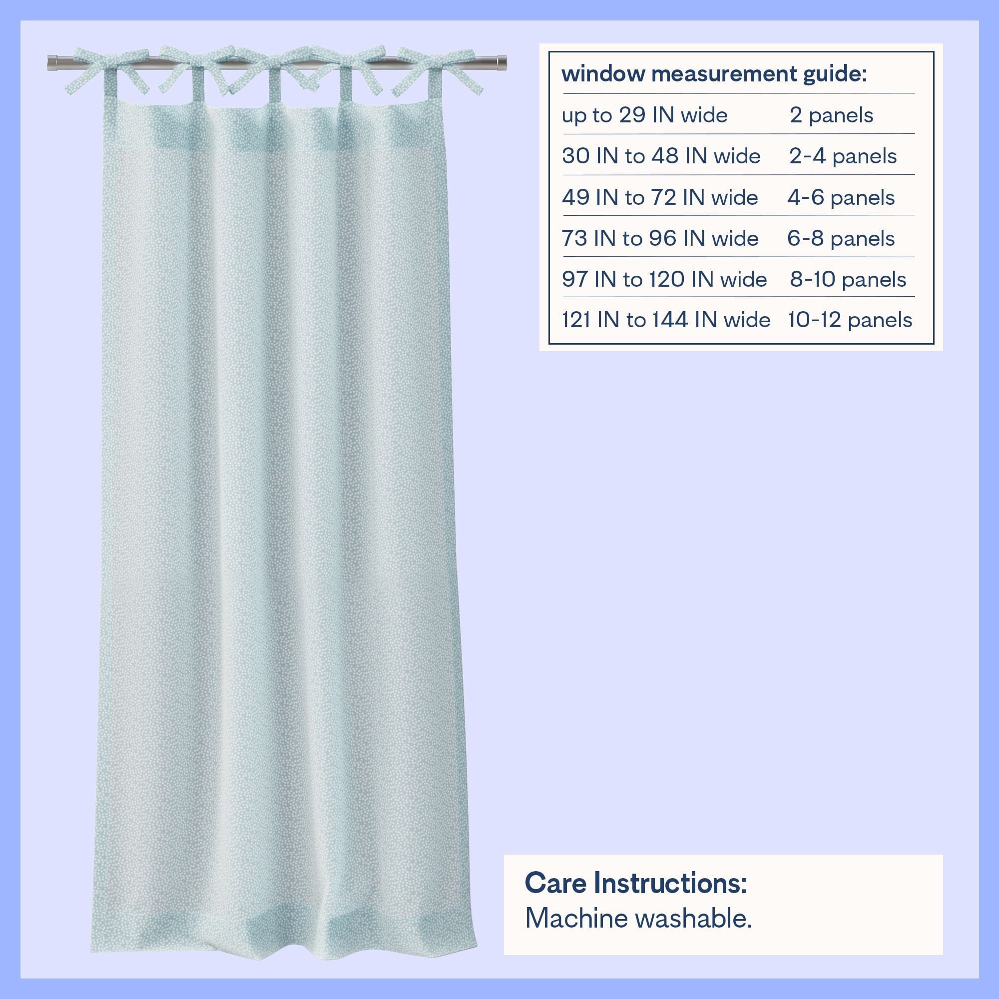 Mainstays Kids Aqua Blue Dotted Light Filtering Tie Top Single Curtain Panel, 38" W x 63" L