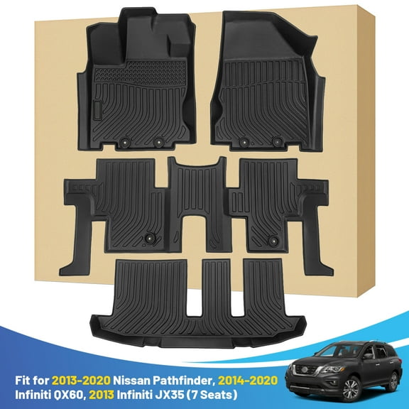 Car Mats Replacement for Floor Liners Infiniti QX60 2014-2020 / JX35 2013 / Pathfinder 2013-2020 All Weather Black Front Rear Car Carpet Custom Fit