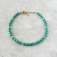 thumbnail image 4 of Arizona Turquoise 4-4.5mm Round Shape Smooth Cut Beads 7 inch adjustable Gold Plated Clasp Bracelet for men, women, unisex. Link Chain Stacking Bracelet.|LINK_00867, 4 of 5