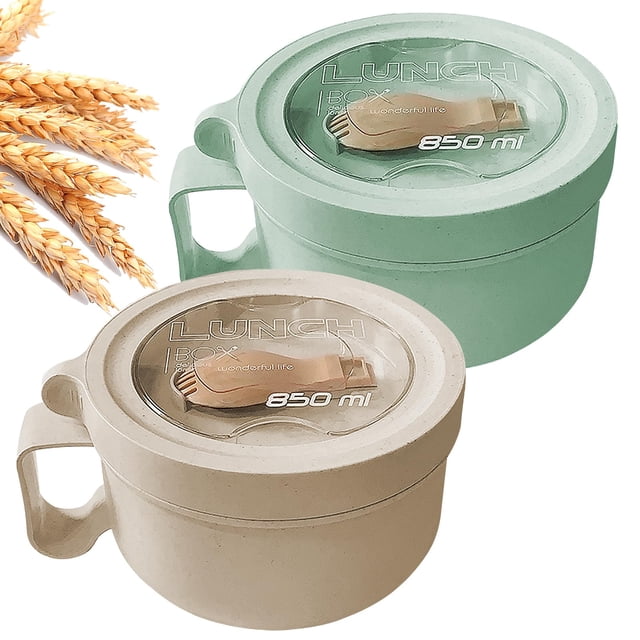Juego de cuencos para ramen para microondas MUUBOOX, paquete de 2 con tapa, 850 ml, sin BPA