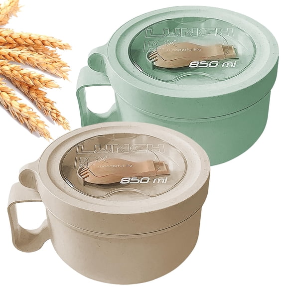 Juego de cuencos para ramen para microondas MUUBOOX, paquete de 2 con tapa, 850 ml, sin BPA