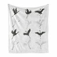 thumbnail image 1 of Crane Soft Flannel Fleece Blanket, Greyscale Bird Drawings from Different Sides Outline and Silhouette Pattern Print, Cozy Plush for Indoor and Outdoor Use, 50" x 60", Grey and White, by Ambesonne, 1 of 6