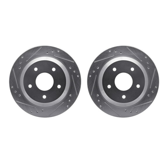 Dynamic Friction Company Rear Brake Rotors-Drilled and Slotted-Silver 7002-52019