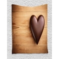 thumbnail image 1 of Chocolate Tapestry, Chocolate Heart on the Wooden Board Background for Valentines Day, Wall Hanging for Bedroom Living Room Dorm Decor, 60W X 80L Inches, Sand Brown and Dark Brown, by Ambesonne, 1 of 2