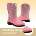thumbnail image 3 of Sparkly Girls Cowgirl Boots Unisex Child Mid Calf Glitter Toddler Cowboy Boot Little Big Kids Western Riding Shoes, 3 of 7