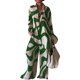 thumbnail image 1 of Conjunto de 2 piezas de primavera para mujer VISgogo, rayas onduladas/rayas diplomáticas/triángulo invertido/camisas con estampado geométrico + conjunto de pantalones sueltos de pierna ancha VISgogo moda, 1 of 2