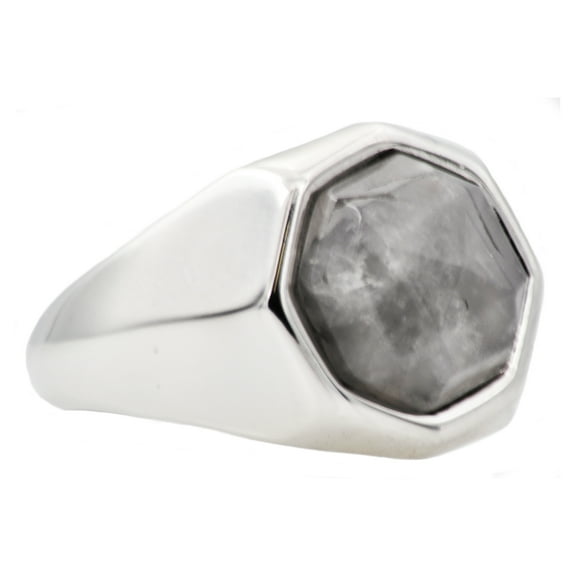 Arista Genuine Moonstone Men's Plain Ring in Stainless Steel