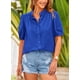 thumbnail image 4 of Camisa de Mujer PRETTYGARDEN de Algodón Azul con Botones Talle M, 4 of 8