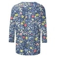 thumbnail image 5 of VBTAPA Spring Summer 3/4 Sleeve Shirts for Women Plus Size Crewneck T-shirt Fashion Casual Crewneck Floral Tops Multicolor S, 5 of 6
