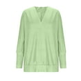 thumbnail image 2 of Jalioing V Neck Sweatshirt for Women Trendy Loose Solid Long Sleeve Pullover Shirt Spring Fall Fashion Tops, 2 of 9