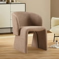 thumbnail image 6 of Modern Accent Chair Brown Single Sofa Chair,Upholstered Side Chair Teddy Comfy Chair for Dining room/Bedroom/Living Room/Reception-Brown-2PC, 6 of 10