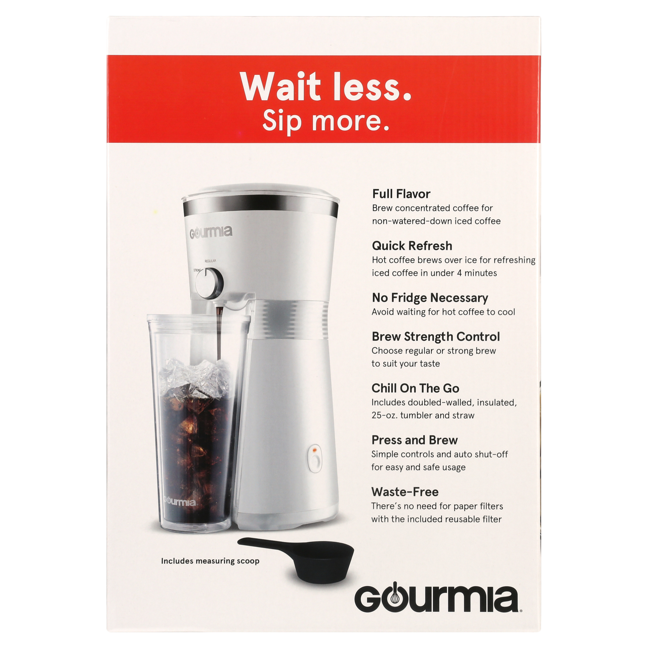 Gourmia Iced Coffee Maker with 25 fl oz. Reusable Tumbler, White - image 9 of 11