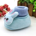 thumbnail image 4 of Baby Girl Boy Warm Crib Shoes Newborn Soft Sole Cartoon Booties First Walkers, Blue, 4 of 5