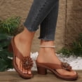 thumbnail image 3 of Eltusu Women Slide Sandals, Fashion Open Toe Slip On Block Heel Ladies Shoes Brown Size 8.5, 3 of 9