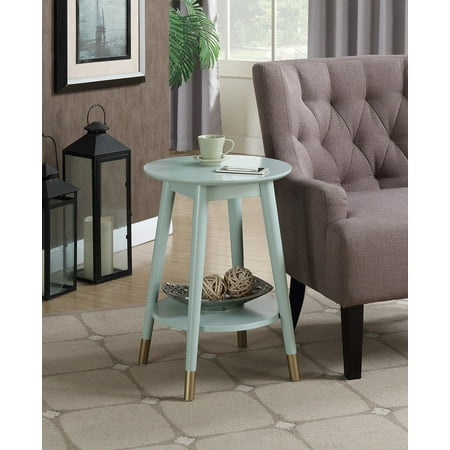 Convenience Concepts Wilson Mid Century Round End Table with Bottom Shelf
