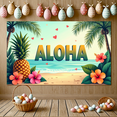 thumbnail image 5 of LUUFILx Tropical Aloha Banner Backdrop Luau Decoration with Hibiscus and Pineapple Perfect for Hawaiian Party Supplies Beach Wedding Photo Prop Event Decor, 5 of 7
