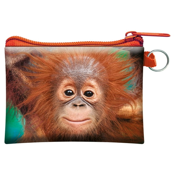 3D LiveLife Coin Purse – Baby Orangutan by Deluxebase. Lenticular 3D Monkey Purse with Zipper