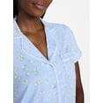 thumbnail image 6 of Joyspun Women’s Dreamy Soft Collection Bridal Short Sleeve Knit Notch Collar Top and Shorts Pajama Set, 2-Piece, Sizes XS-3X, 6 of 6