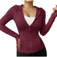 thumbnail image 5 of Zip Up Jackets Womens Athletic Lightweight 2026 Workout Hoodies Spring Shirt Fitted Gym Clothes with Pocket Wine 2XL, 5 of 7