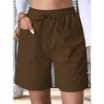 thumbnail image 5 of Omen Casual Shorts Drawstring Comfy Elastic Waist Shorts Summer Pull on Short with Pockets Coffee Color S, 5 of 7