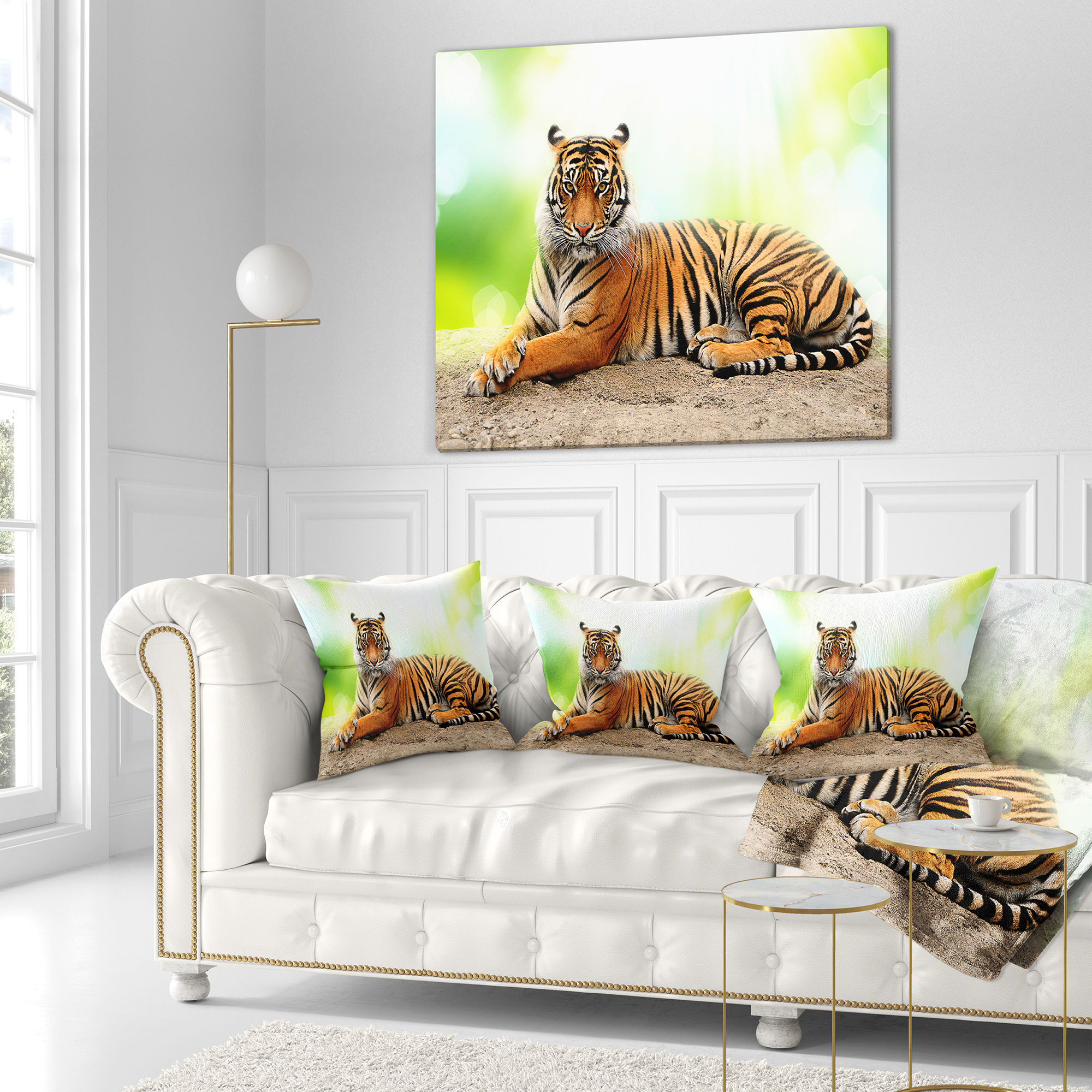 Designart Relaxing Tiger - Animal Photo Throw Pillow - 16x16