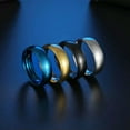 thumbnail image 4 of K-KED 6mm Men Women Plain Wide Wedding Band Ring Couple Rings Stainless Steel Rings /-blue-7, 4 of 9
