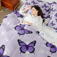 thumbnail image 4 of Manfei Purple Butterfly Print Bedding Comforter Set 7-Piece, Romantic Dandelion Flower King Bedding Sets, Vintage French Style Reversible Bed Sheets, Ultra Soft Home Decor, 4 of 7