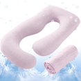 thumbnail image 1 of Funda de Almohada de Embarazo Refrigerante Sasttie 145 cm en Forma de U Rosa, 1 of 9