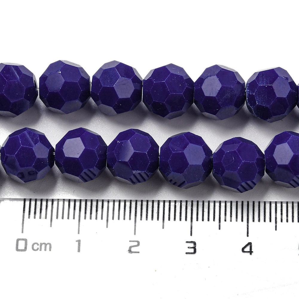 Opaque Glass Beads Stands Faceted(32 Facets) Round Marine Blue 10mm Hole: 1.8mm about 66~68pcs/strand 24.02''~24.13''(61~61.3cm)