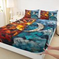 thumbnail image 3 of Homewish Boho Style Queen Sheet Sets,Bohemian Sun Moon Flat Sheet,Abstract Glass Aesthetic Queen Fitted Sheet For Adults,Breathable Home Decor,4 Pieces, 3 of 7
