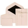 JAM Paper Wedding Invitation Combo Set, White Card with Black Lined Envelope with Ivory Castilian Ribbon, 1 Small & 1 Large, 150/pack