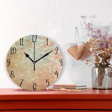 10 Quartz Indoor Wall Clock Silent Mechanism - Golden Filigree Blooms