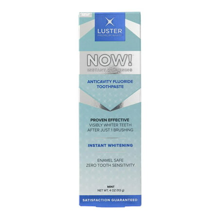 Luster Now! Instant Whitening, Daily Fluoride, Enamel-Safe & Effective Professional Teeth Whitening Toothpaste, Mint, 4
