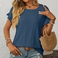 thumbnail image 2 of Womens Tops Puff Short Sleeve Shirts Pleated T Shirts Dressy Casual Business Trendy Summer Tunic Blouse, 2 of 2
