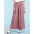 thumbnail image 2 of Made by Johnny Women's Casual Loose Washed Linen Wide Leg Pants with Pockets and Drawstring L MAUVE, 2 of 6