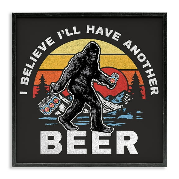 Stupell Industries Another Beer Monster Novelty Painting Black Framed Art Print Wall Art, 12 x 12